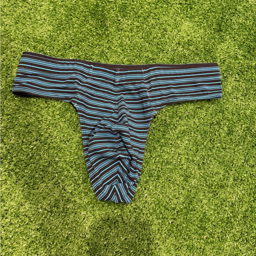 🩲 New Without Tags - Medium Jockey Blue and black Cotton Thong